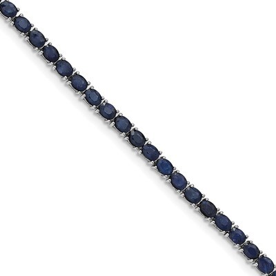 Oval Blue Sapphire Bracelet 7.5 Inch Sterling Silver Rhodium-plated QX944S, MPN: QX944S, 1911013359…