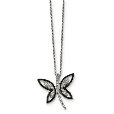 Enameled with Preciosa Crystal Butterfly Necklace Stainless Steel SRN2011-18 by Chisel, MPN: SRN201…