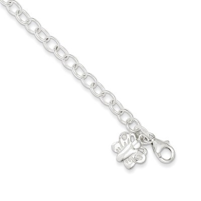 10 Inch Oval Rolo Link with Butterfly Anklet Sterling Silver QG1382-10, MPN: QG1382-10, 886774114675