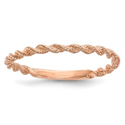 Polished Twisted Rope Ring 14k Rose Gold R605, MPN: R605, 191101078965