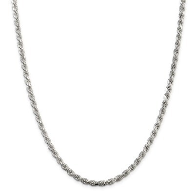 26 Inch 4.25mm Diamond-cut Rope Chain Sterling Silver QDC090-26, MPN: QDC090-26, 883957749600