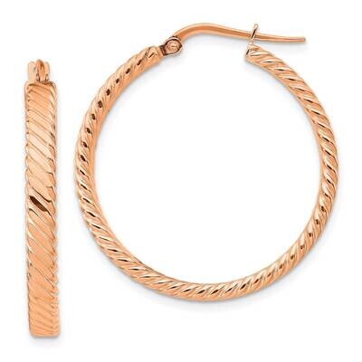 Large 3mm Patterned Hoop Earrings 14k Rose Gold TF988R, MPN: TF988R, 191101021749