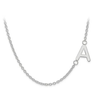S Laser Sideways Letter Initial Offset Necklace with Chain Sterling Silver Rhodium-plated XNA660SS,…