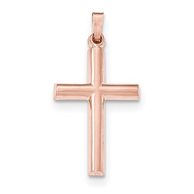 Brushed and Polished Hollow Cross Pendant 14k Rose Gold XR1445, MPN: XR1445, 191101457975