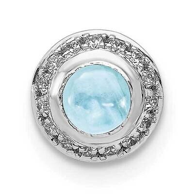 Cabochon .47 Aquamarine Chain Slide 14k White Gold Diamond PM4030-AQ-008-WA, MPN: PM4030-AQ-008-WA,