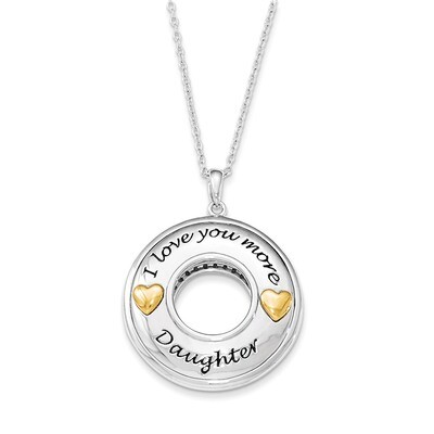 I Love You More Daughter 18 Inch Necklace Sterling Silver Gold-Plate Antique Diamond QSX600, MPN: Q…