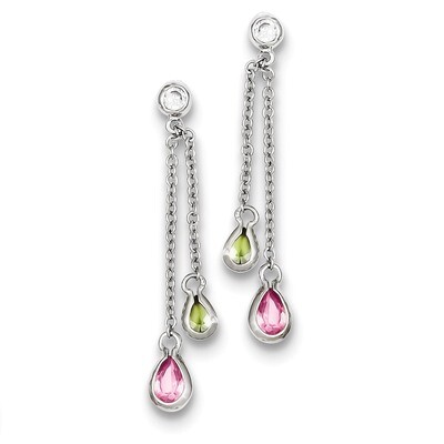 Multicolor Diamond Dangle Post Earrings Sterling Silver QE5298, MPN: QE5298, 883957936055