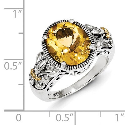 Citrine Ring Sterling Silver &amp; 14k Gold QTC854, MPN: QTC854, 886774245065