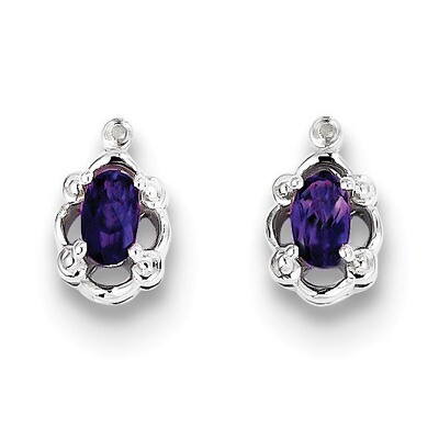 Amethyst &amp; Diamond February Earrings Sterling Silver QBE21FEB, MPN: QBE21FEB, 883957487908
