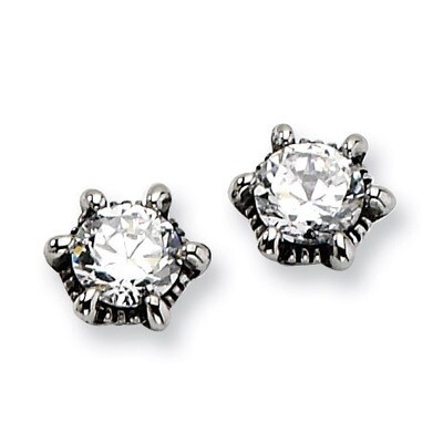 Antiqued Synthetic Diamond Post Earrings - Stainless Steel SRE303 by Chisel, MPN: SRE303, 886774038…