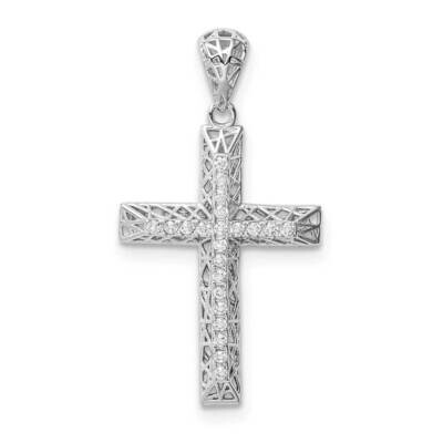 Cross Pendant Sterling Silver Rhodium-plated CZ Diamond QC9388, MPN: QC9388, 886774098678