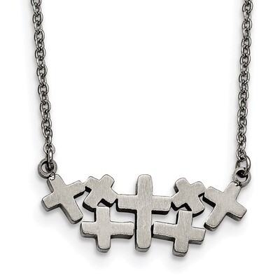 Multi Cross Necklace Stainless Steel Brushed and Polished SRN1857-17.5 by Chisel, MPN: SRN1857-17.5…