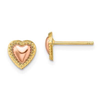 Beaded Heart Post Earrings 14k Two-tone Gold TE897, MPN: TE897, 637218031795