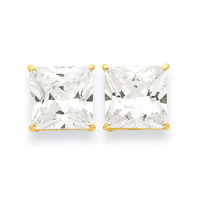 10mm Square Synthetic Diamond Post Earrings 14k Gold XD43CZ, MPN: XD43CZ, 716838209859