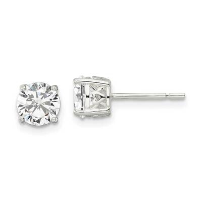 CZ Diamond Circle Post Earrings Sterling Silver Polished QE16132, MPN: QE16132, 196904169230