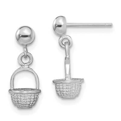 Mini Basket Drop Earrings 14k White Gold 3-D TE796W, MPN: TE796W, 637218143290