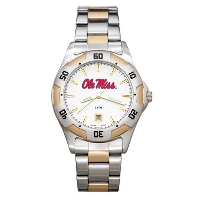 University of Miss All-Pro Men&#39;s Two-Tone Watch with Bracelet UMS153