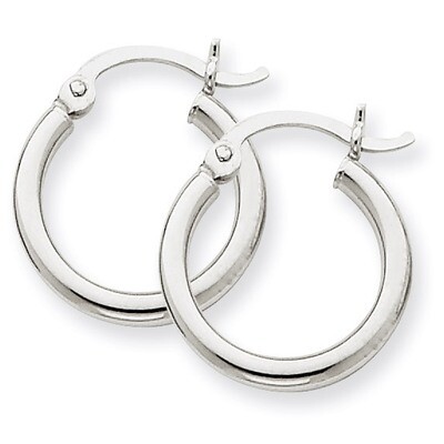 2mm Round Hoop Earrings 10k White Gold 10T829, MPN: 10T829, 883957895543