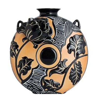 Franz Porcelain Dark Brown Peony Gulling Vase CP00025, MPN: CP00025,