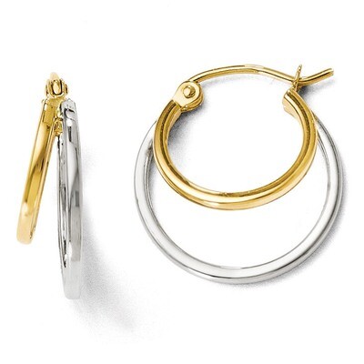 Leslie&#39;s Polished Hinged Hoop Earrings - 14k Gold Two-tone HB-52D, MPN: 52D, 883957024226