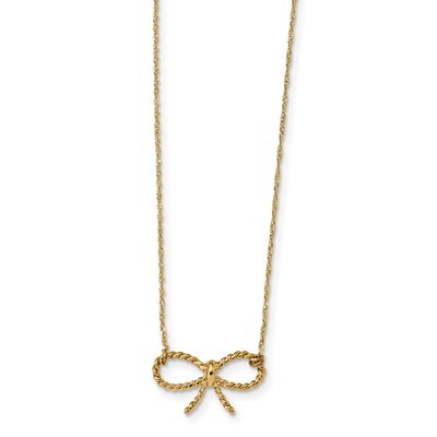 16.5 Inch Bow 16.5 inch Necklace 14k Gold Polished SF2537-16.5, MPN: SF2537-16.5, 191101078224