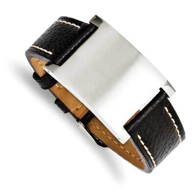 Black Leather Adjustable Buckle Bracelet Stainless Steel SRB1087-8.75, MPN: SRB1087-8.75, 886774993…