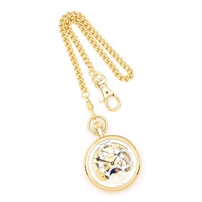 Charles Hubert IP-plated Stainless Open Face Dual Time Pocket Watch XWA2737, MPN: XWA2737, 81123301…