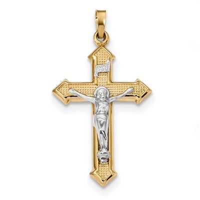 Polished and Textured INRI Crucifix Pendant 14k Two-Tone Gold XR1659, MPN: XR1659, 883957731490