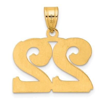 Number 22 Pendant 14k Gold Polished Etched AEN22, MPN: AEN22, 196904081211