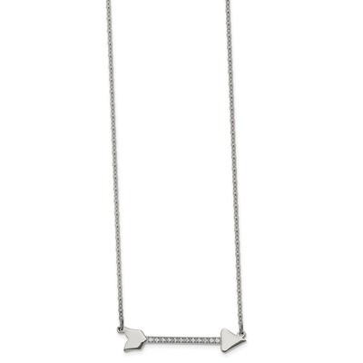 CZ Arrow 17.5 Inch Necklace Stainless Steel Polished SRN2657-17.5 by Chisel, MPN: SRN2657-17.5, 191…