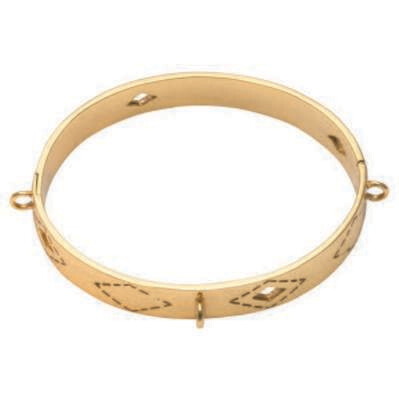 Nikki Lissoni Wild Spirit Bangle of 1cm with Three Loops Where Charms Can Be Attached Gold-Plated 1…