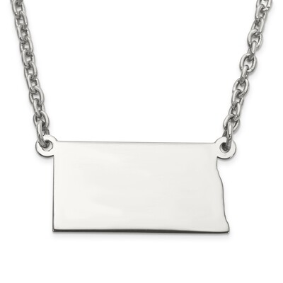 North Dakota State Pendant Necklace with Chain Sterling Silver Engravable XNA706SS-ND, MPN: XNA706S…