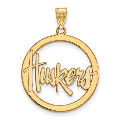 University of Nebraska L Pendant in Circle Gold-plated Silver GP020UNE, MPN: GP020UNE, 886774925608