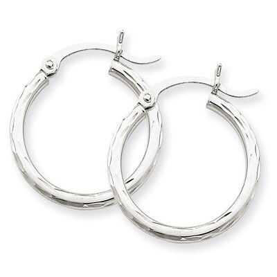Diamond-cut 2mm Round Tube Hoop Earrings 14k White Gold TC222, MPN: TC222, 883957288994