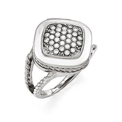 Polished Synthetic Diamond Square Ring - Stainless Steel SR365 by Chisel, MPN: SR365, 883957763927