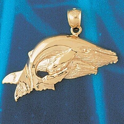 Dazzlers Jewelry Double Whale Pendant Necklace Charm Bracelet in Yellow, White or Rose Gold 833, MP…