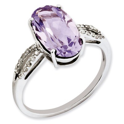 Oval Diamond &amp; Pink Quartz Ring Sterling Silver QR3078PQ, MPN: QR3078PQ, 883957403762