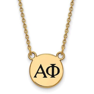Alpha Phi Extra Small Enameled Pendant with 18 Inch Chain Gold-plated Silver GP016APH-18, MPN: GP01…