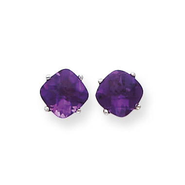7x7mm Cushion Amethyst Checker Earring 14k White Gold XE108WAC, MPN: XE108WAC, 883957226644