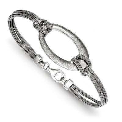 Oval Mesh Knotted Bracelet Sterling Silver Brushed QB704, MPN: QB704, 191101181009