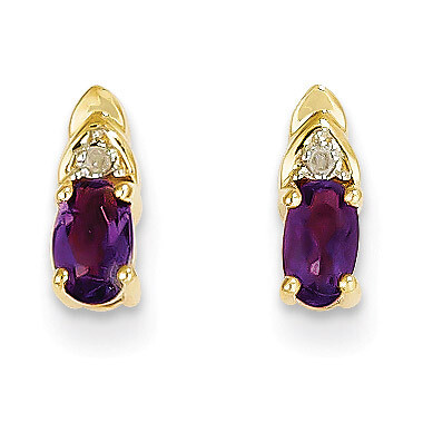 Diamond &amp; Amethyst Earrings 14k Gold XBS263, MPN: XBS263, 883957413686