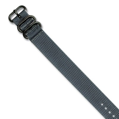 20mm 1-Piece Grey Ballistic Nylon PVD Black Buckle Watch Band  BAB381-20, MPN: BAB381-20,