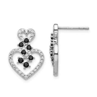 Spinel 2-Heart Post Earrings Sterling Silver Rhodium-plated CZ Diamond QE14085, MPN: QE14085, 88677…