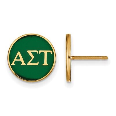 Alpha Sigma Tau Enameled Post Earrings Gold-plated Silver GP031ALS, MPN: GP031ALS, 191101099823