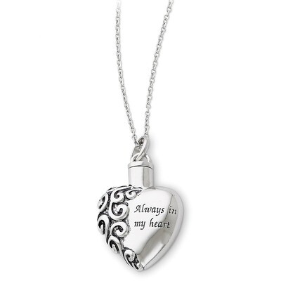 Heart Remembrance Ash Holder 18 Inch Necklace Sterling Silver Antiqued QSX173, MPN: QSX173, 8839577…