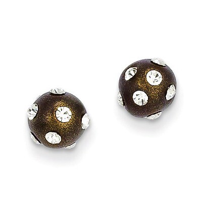 14k Gold Crystal Brown 6mm Post Earrings YE1631