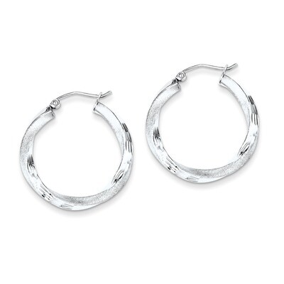 3.00mm Polished &amp; Satin Twisted Hoop Earrings Sterling Silver Rhodium-plated QE4611, MPN: QE4611, 8…