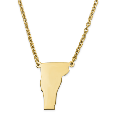 Vermont State Pendant Necklace with Chain 14k Yellow Gold Engravable XNA706Y-VT, MPN: XNA706Y-VT, 8…