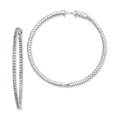Diamond In and Out Hinged Hoop Earrings Sterling Silver Rhodium-plated QE7944, MPN: QE7944, 8867747…