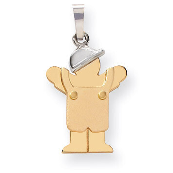 Boy with Hat on Left Engravable Charm 14k Two-tone Gold Small XK399, MPN: XK399, 883957378220
